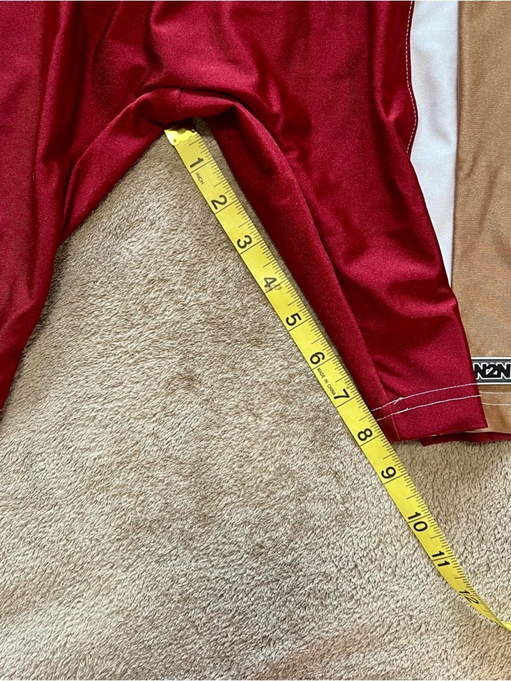 Men's Red Colorblock Swim Jammer with White & Tan Stripes - Picture 7 of 7